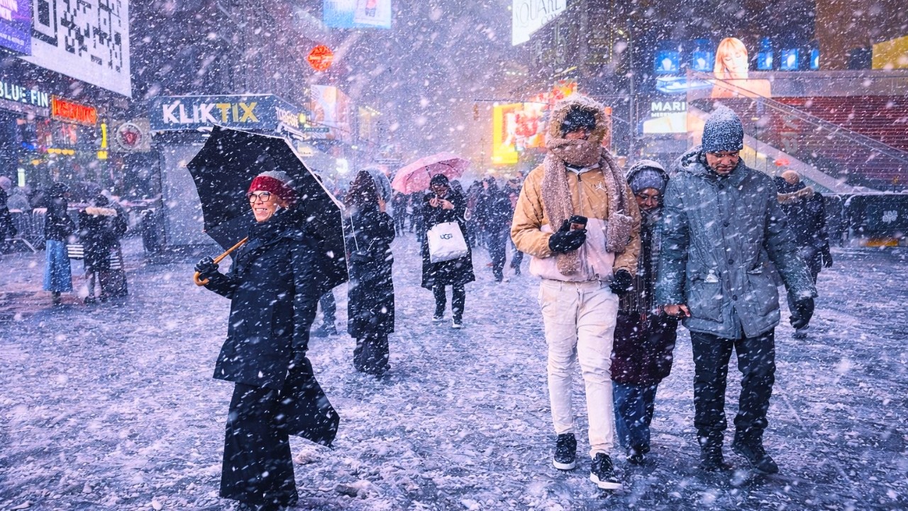 NYC Heavy Snowstorm Blizzard Manhattan Night Walk 4K