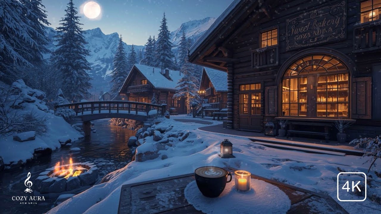 Расслабляющая джазовая музыка - Уютная кофейня. Зима в Швейцарии для работы, сосредоточенной учебы.