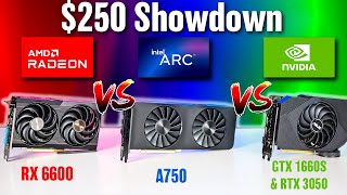 The Battle of the Budget GPUs: NVIDIA, Intel, and AMD Go Head-to-Head at $250
Testing four $250 Graphics cards. Which one is best for gaming and content creation, the AMD Radeon RX6600, INtel Arc A750, Nvidia GTX 1660 Super, or the Nvidia RTX 3050?
Products Highlighted (Affiliate Links)
Radeon RX 6600 - https://amzn.to/3LvK07d
Intel Arc A750 - https://amzn.to/3FyR3bJ
GTX 1660 Super. - https://amzn.to/3ZY9Kh7
RTX 3050 - https://amzn.to/3FBTgDg
00:00 - Intro/Agenda
00:51 - The GPUs
03:08 - Test System & Prameters
05:01 - Content Creation Tests
06:29 - Gaming Tests
07:07 - Clock Speed & Power Draw
07:35 - Performance Per Watt
08:01 - 10 Gaming Benchmarks
12:55 - Averages
13:33 - Ray Tracing & Upscaling
14:59 - How it Looks
15:26 - The Gamers Choice
15:40 - The Creators Choice
16:27 - The Compromise
16:41 - All Have Cons
17:18 - Temps
Find me on Social Media
Patreon: https://www.patreon.com/elevatedsystems
Twitter: https://twitter.com/elevatedsystem1
Facebook: https://www.facebook.com/elevatedsyst...
Instagram: https://www.instagram.com/elevatedsys/
Contact Me: elevated.sys@gmail.com
My Studio Equipment (Paid Links)
Blackmagic Pocket Cinema 6K Pro - https://amzn.to/3tA6ScP
Panasonic Lumix DMC-G7 - https://amzn.to/2VjqKSR
Panasonic Lumix DMC FZ300 - https://amzn.to/2WJnxw6
Sigma 18-35mm F1.8 Art DC HSM Lens - https://amzn.to/3quDgM0
Canon EF 50mm f/1.8 STM Lens -https://amzn.to/3uv13Of
Panasonic LUMIX G Lens, 25mm, F1.7 - https://amzn.to/3A9f9Vi
Magnus REX VT-5000 2-Stage Tripod - https://amzn.to/3GxsGJH
Neewer 72.4-Inch Camera Tripod - https://amzn.to/3fsRuqU
Kshioe Softbox Lighting Kit - https://amzn.to/3A5vZEq
Neewer Camera Slider Motorized - https://amzn.to/3ltX54e
Sennheiser MKE 600 Shotgun Mic - https://amzn.to/3fziRPv
SAMSON Q2U Dynamic Microphone - https://amzn.to/3ikExBe
Sennheiser XS Wireless Lavalier System - https://amzn.to/3ilSIpA
PreSonus Eris E3.5 Studio Monitor - https://amzn.to/3CcVx4d
Behringer U-Phoria UM2 USB DAC - https://amzn.to/3ZmyOOO
Gator Frameworks Deluxe Boom Stand - https://amzn.to/3fs7Os3
Glide Gear TMP100 Teleprompter - https://amzn.to/3CdgIDy
GLEAM Microphone Stand - https://amzn.to/3A4dth5
Davinci Resolve 17 & Speed Editor - https://amzn.to/3fsECRG
AVerMedia Live Gamer ULTRA - https://amzn.to/3CCH5nV
Apple 2022 Mac Studio - https://amzn.to/3GXW6mS
LG 40WP95C-W 40” 5K2K Display - https://amzn.to/3ZtiiN6
INNOCN 15.6 OLED Portable Monitor. - https://amzn.to/3jEOqgu
BenQ ScreenBar Halo - https://amzn.to/3XpUZ52
Audio file(s) provided by Epidemic Sound
https://www.epidemicsound.com The Battle of the Budget GPUs: NVIDIA, Intel, and AMD Go Head-to-Head at $250