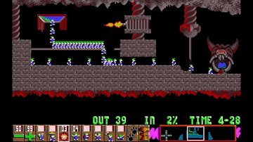 Lemmings Fun Level 6 A task for blockers and bombers Walkthrough DOS