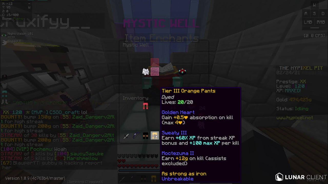 hypixel pit enchant orange pants (good stuff i think) YouTube