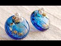 【UVレジン】深みのあるブルーのピアスを作る♡How to make deep blue earrings with resin