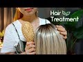 ASMR Sleepy Hair Treatment 👱‍♀ brushing, haircut, shampoo, scalp massage, argan oil