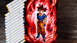 Drawing Goku Super Saiyan God | Transcended Saiyan