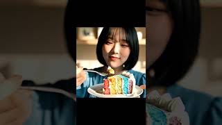 무지개 케이크 먹방 🌈 | rainbow cake [ai asmr] #eatingsound #ai #mukbang #rainbow cake  #asmr #cake