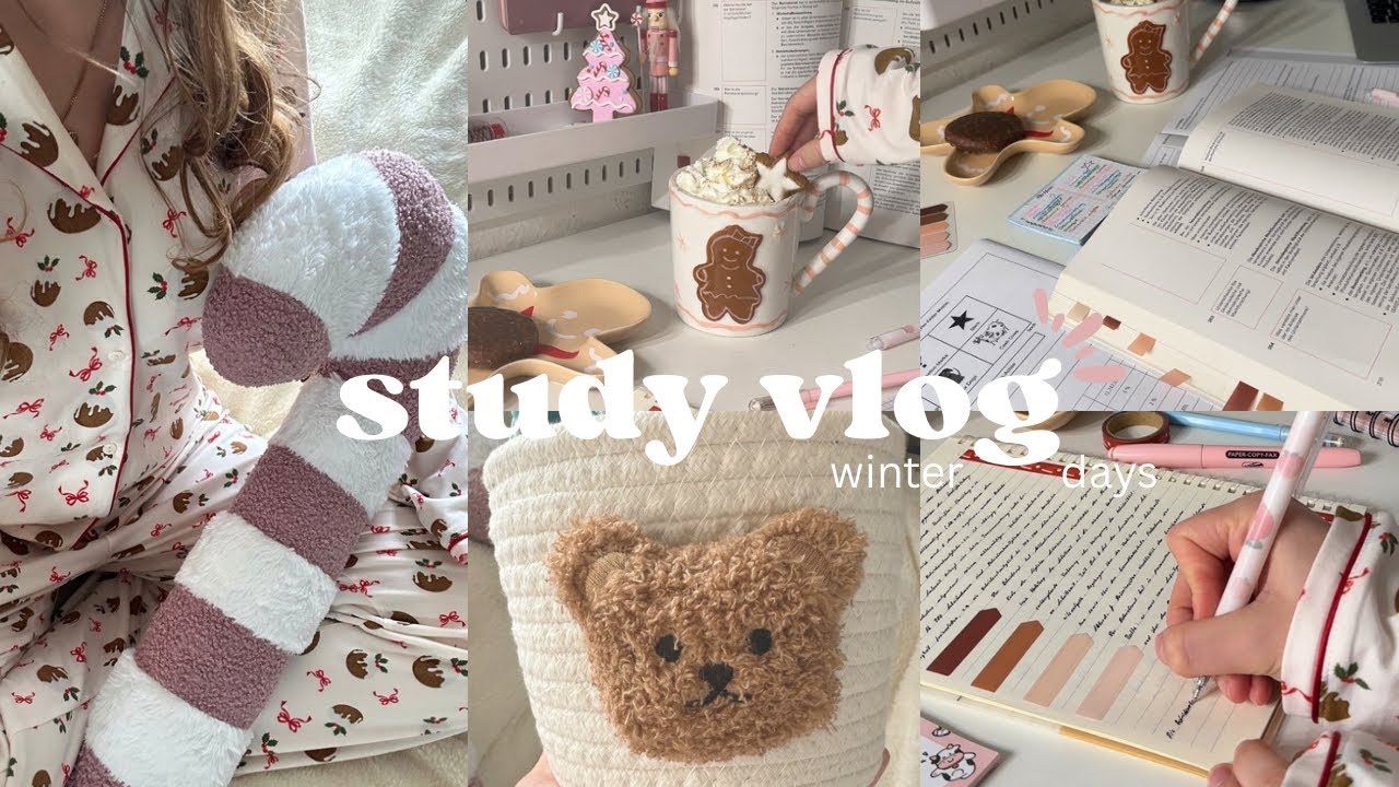 STUDY VLOG | cozy winter studying, christmas decorating & diamond painting