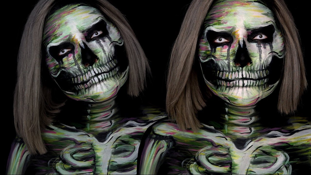 Watercolor Skull Halloween Makeup Tutorial