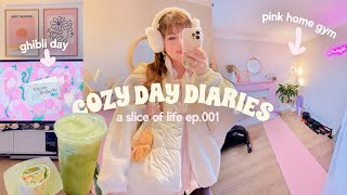 COZY DAY DIARIES 🎀 EP.1 my pink home gym setup, brutally honest ghibli review, home haul