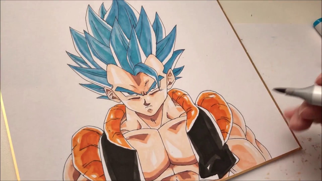 ドラゴンボール 彩色編 超サイヤ人ブルー ゴジータ描いてみた Drawing Dragon Ball イラスト Youtube