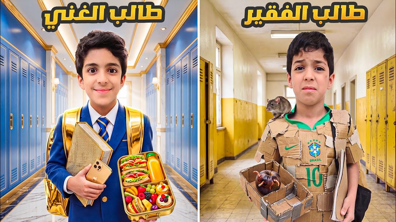 الطالب الغني ضد الطالب الفقير  في المدرسة مع يزن وزين #زين_وألفت