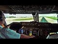 Boeing 747 cockpit view  takeoff from miami intl mia