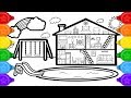 Summer house coloring and drawing for kids  how to draw a summer house coloring page