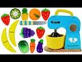 Learn Fruits & Vegetables with Toy Mixer Playset & Wooden Velcro Toys for Kids Preschoolers Rhymes