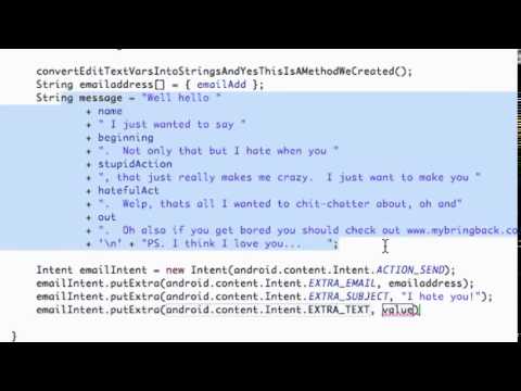 Android Application Development Tutorial   037   PutExtra method for an Email Intent