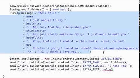 Android Application Development Tutorial   037   PutExtra method for an Email Intent