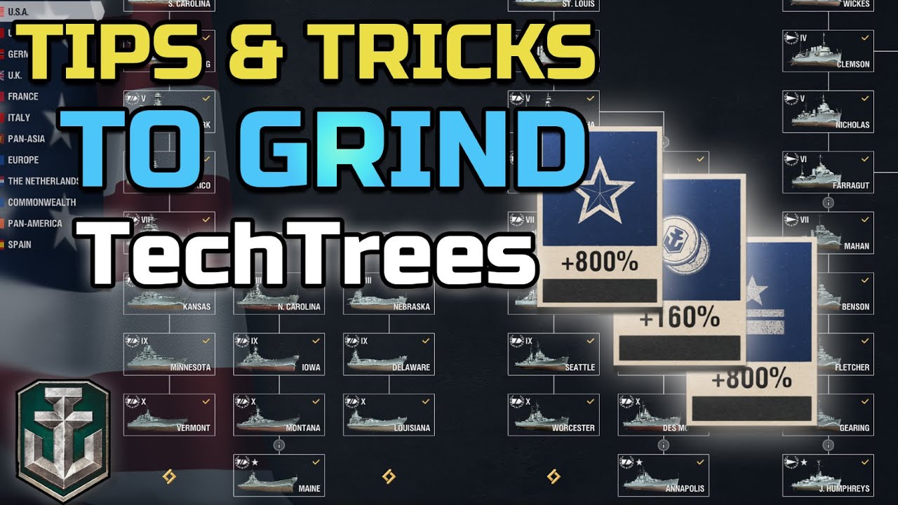 Лучшие способы прокачки TechTrees в World of Warhips
