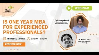 "Is One Year MBA for experienced professionals ?" – Webinar