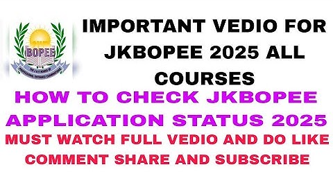 HOW TO CHECK JKBOPEE APPLICATION STATUS 2025 #viralvideo