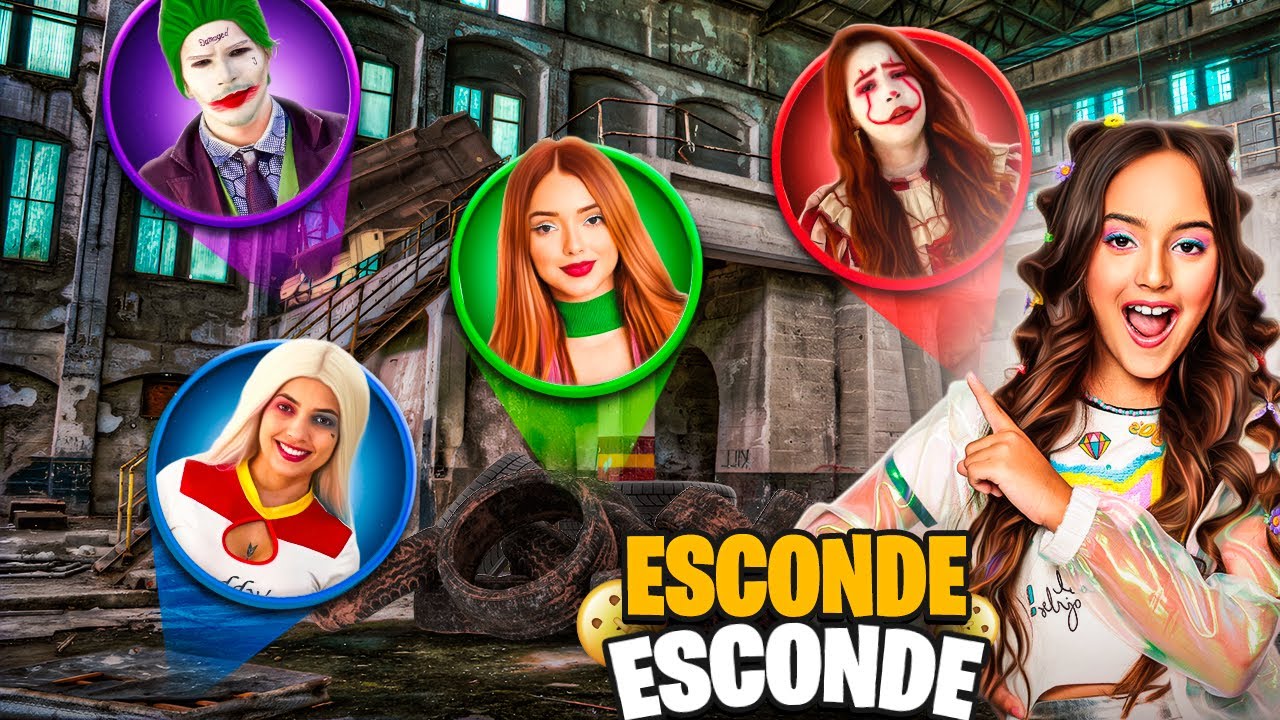 ESCONDE ESCONDE EXTREMO COM FOTOS NA FÁBRICA ABANDONADA COM A ARLEQUINA, CORINGA E PENNY