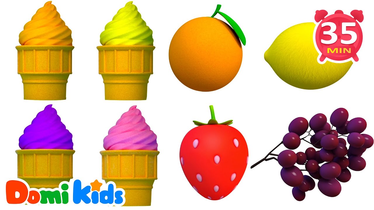 水果冰淇淋 🍓🍦🍌｜味覺認知啟蒙｜色彩分類遊戲｜寶寶創意搭配｜快樂成長兒歌🎶｜多米益智
