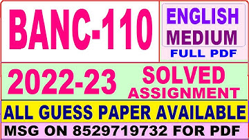 banc 110 solved assignment 2022-23 / banc 110 solved assignment 2023 English / ignou ba anthropology