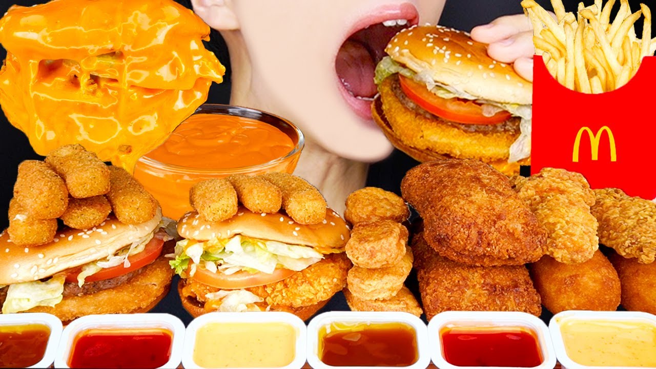 ASMR MCDONALD'S TOOWOOMBA BURGERS CHEESY CORN DOGS CHICKEN NUGGETS MUKBANG먹방マクドナルド 咀嚼音EATING SOUNDS