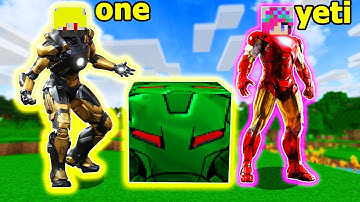 ONE VÀ NOOB YETI THỬ THÁCH ĐẬP LUCKY BLOCK SIÊU ANH HÙNG IRON MAN TRONG MINECRAFT