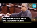 Derek obrien suspended for unruly behaviour in rs watch how tmc mp mocked suspension