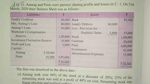 #9 Dissolution of Partnership Firm for class 12 commerce Practical Problems D.K. Goel book in hindi