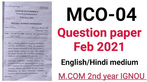 MCO-004 : question paper Feb 2021 || MCO 4 important questions m.com 2nd year
