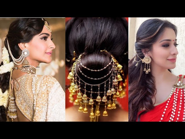 Hairstyles with Bahubali Bali jhumkas | Hair styles, Hairstyle, Bridal hair