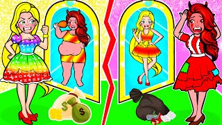 🐾paper diy🐾 Poor and Rich Rainbow Rapunzel The magic mirror swaps identities#Rapunzel Compilation