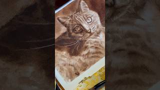 Brown iron oxide monochrome kitty 🤎 #cat #commission #process #relaxing #art
