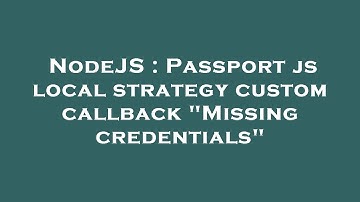 NodeJS : Passport js local strategy custom callback "Missing credentials"