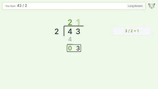 Long Division Problem 43/2: Step-by-Step Video Solution