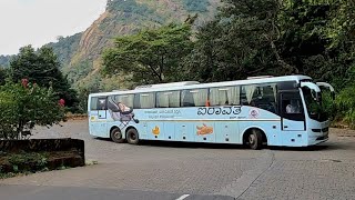 VOLVO B11R I-SHIFT 14.5 AMAZING DRIVING IN DANGEROUS HAIRPIN BEND GHAT ROAD-HAT'S OFF TO HIS SKILLS🙌