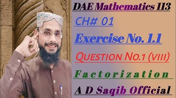 DAE Math 113 , Math 123, Chapter 1, Exercise 1.1 Question1(viii) Factorization Easy Method|A D Saqib