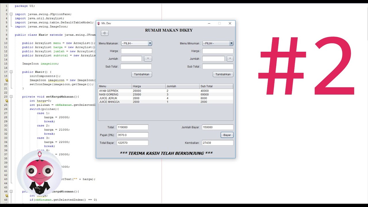 Aplikasi Kasir Menggunakan Array Berbasis Dekstop 2 Java Swing Netbeans Youtube