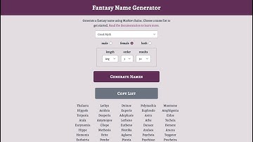 Fantasy Name Generator Demo