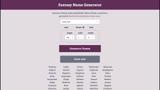 Fantasy Name Generator Demo screenshot 1