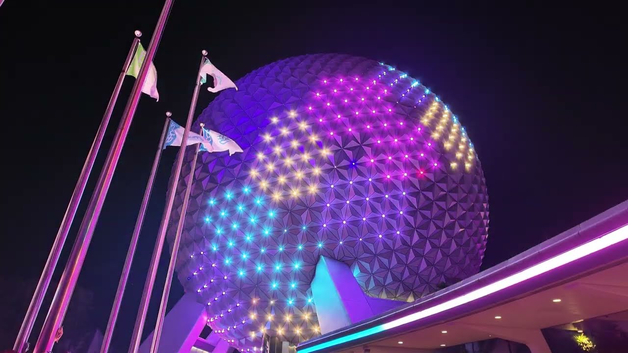 "One Little Spark" Spaceship Earth Light Show (Figment & Dreamfinder) | EPCOT Festival of the Arts