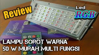 Lampu Tembak Led Rgb 50W || Slim Warna-warni LED Sorot Remote Dengan Cahaya Terang
