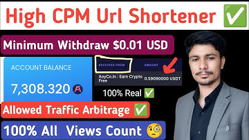 High CPM Url Shortener Today | Url Shortener Minimum Withdraw $0.01 | Url Shortener Daily Payments 