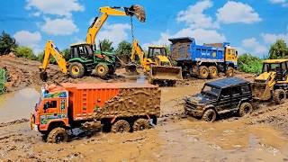 Who is Stronger 💪 Big Trucks vs Sticky Mud Challenge