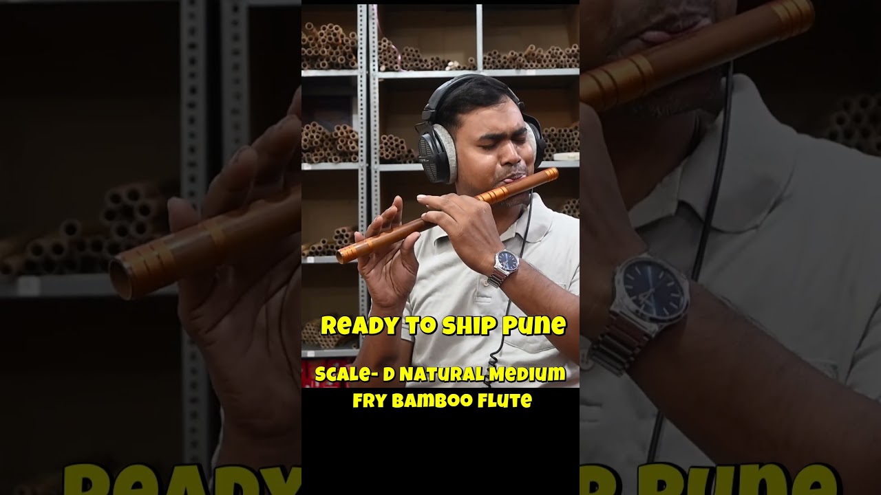 Ready to ship Pune for Ravindra, Scale- D Natural Medium Fry Bamboo Flute tuned 440hz Bansuri