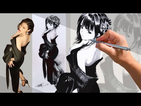 Fern (Frieren) | Using Real Life Reference and Draw Anime Character in Perspective | 动漫人体练习