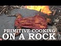 Caveman Cooking on Stone Oven | Rabbit Singe in the Forest, Primitive Shelter Build