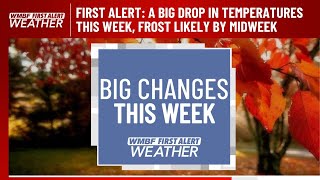 FIRST ALERT: A big drop in temperatures this week, frost likely by midweek