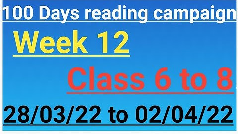 100 Days Reading Campaign Combined Register Class 6 to 8 (Week 12) [  28/03/22 - 02/04/22 ]
