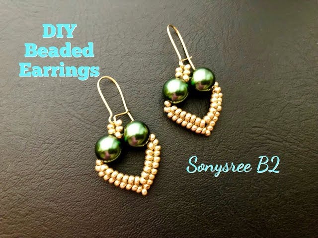 Beaded Lovely Heart Earrings .DIY Earrings